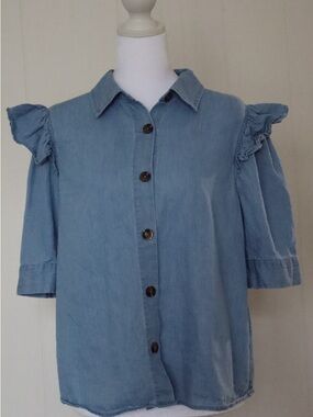 Who What Wear Light Blue Denim Shirt